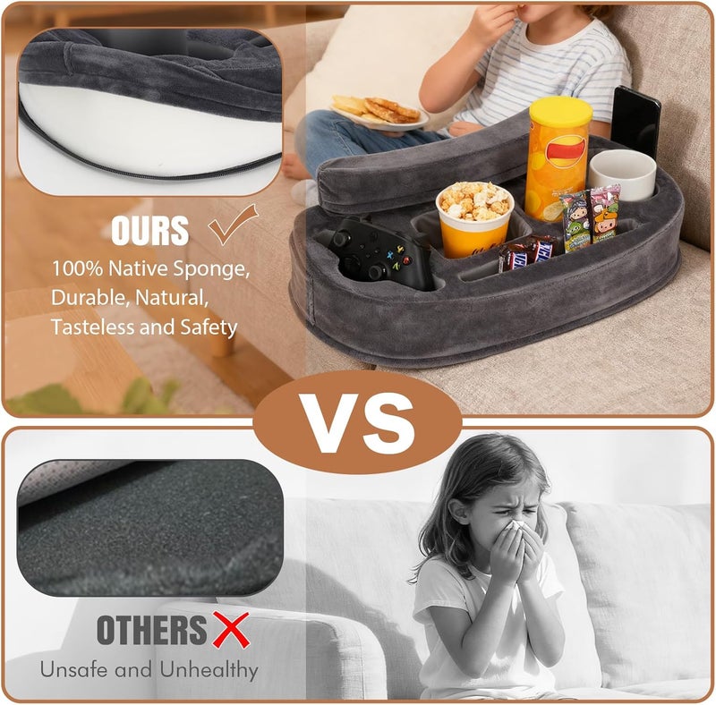 IGOHEALS Couch Cup Holder - Sofa Cup Holder Gaming Pillow for Bed, Rv, Tv, Car, Man Cave, Backseat |Remote, Drinks, Snacks Organizer Caddy Cupholder (Grey) - Image 5
